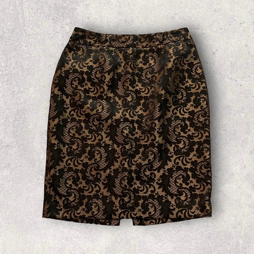 Worthington Womens Gold  And Black Brocade Skirt Size 6